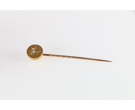 Victorian gold diamond set stick pin, 2.6g. 