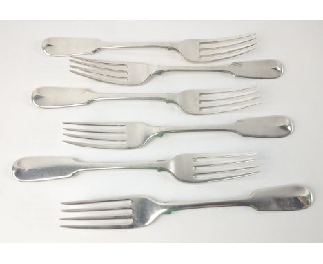 Six London silver hallmarked 1819 forks by silversmith PAUL STORR length 17cm, gross weight 244g.Approx 6 pieces