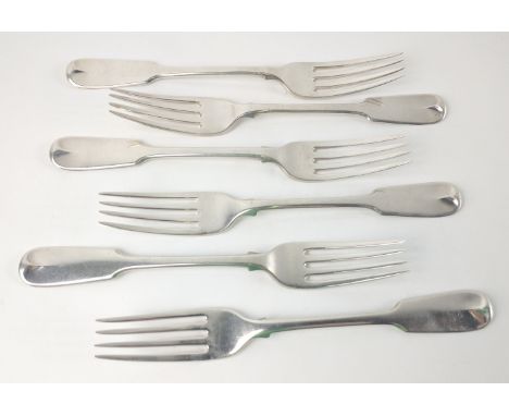 Six London silver hallmarked 1819 forks by silversmith PAUL STORR length 17cm, gross weight 244g.Approx 6 pieces