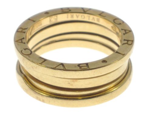 STUNNING! A BVLGARI 750 stamped yellow gold B.zero1, 4 band RING, ring size M, weight 8.70g approx