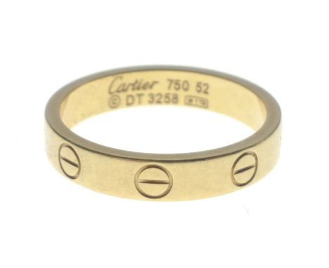 IMPRESSIVE CARTIER 750 stamped yellow gold RING size M, weight 3.80g - Cartier's LOVE collection is undeniably elegant. Stamp