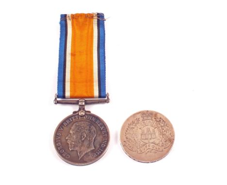 A British War medal to Pte. R. Golding, Suffolk Regiment together with silver coin with Suffolk Regiment engraving