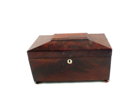 A Victorian Mahogany sarcophagus tea caddy