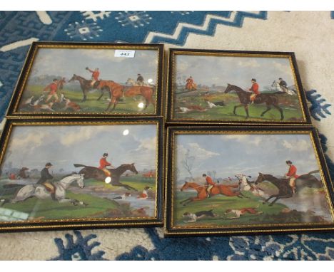 Four hunting scene prints after Alken, 7" x 9"