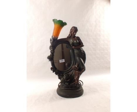 A resin lamp mirror of a lady and a child