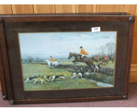 Two Oak framed Sanderson-Wells hunting prints, 11" x 16"