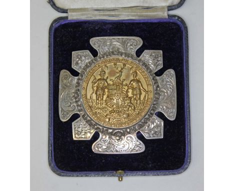 A Victorian Ancient Order of Foresters silver sash star with gilt metal central plaque, sponsor's mark 'ADL', London 1884, 7.