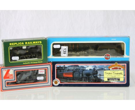 Four boxed OO gauge locomotives to include Bachmann 31852 J39 64967 BR Late Crest, Airfix 54209 Centenary Brake GWR, Replica 