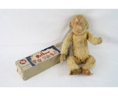 Boxed Pelham Puppet Prince Charming, plus a Merrythought Monkey with mohair, non-working growler, original pads, clean condit