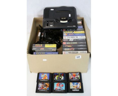 Retro Gaming - Sega Megadrive MK1 console , 2 x controllers, power cable and accessories, plus 16 x boxed games featuring Sup