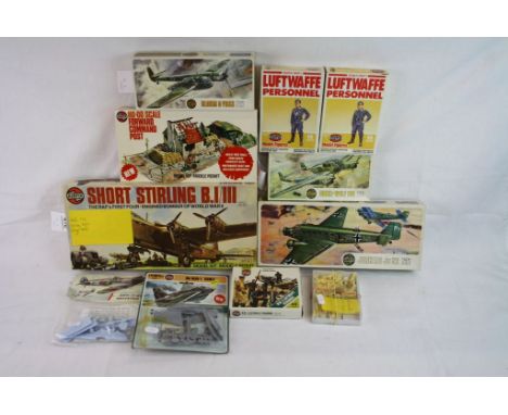 10 boxed/carded Airfix model kits to include 1:72 Short Stirling BI/II (wings made), 043805 HO-OO Scale Forward Command Post,