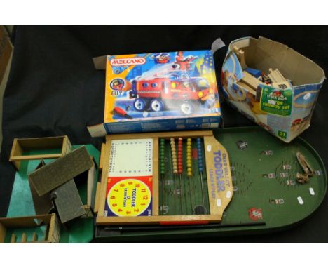 Collection of vintage toys to include Chad Valley Toddler Learn and Play board, Early Learning Track Pack Railway, Meccano bo