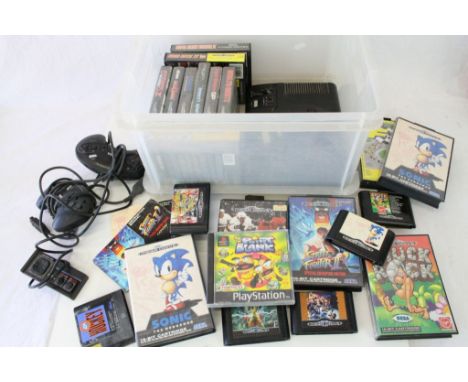 Retro Gaming - Nintendo Entertainment System NES console with controller, Dreamcast console with 2 x controllers, Sega Mega D