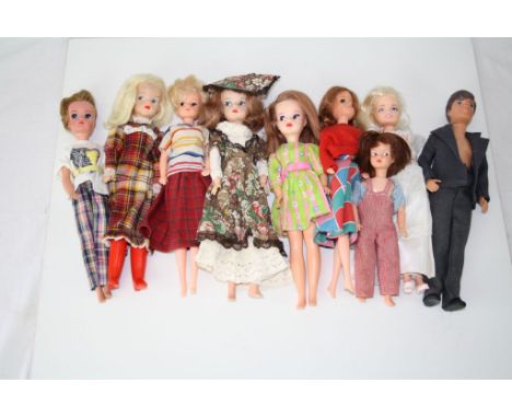 Six 1960s / 1970s Pedigree Sindy dolls&nbsp; plus Mark, Marie and a Sindy's little sister Patch doll, a couple with replaceme
