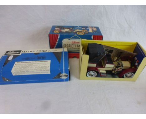 Two original boxed Schuco models to include 1074 Matra Ford Formel 1 in metallic blue and 1229 Old Timer Mercedes Simplex ann