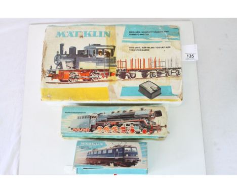 Boxed Marklin HO scale electric train set with locomotive and 7 x items of rolling stock plus 2 boxed Marklin HO locomotives 