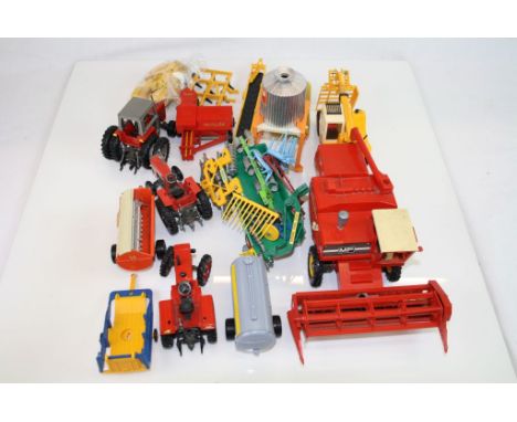 Collection of diecast and plastic farming models to include Britains Massey Ferguson Combine Harvester, Volvo BM tractor, far