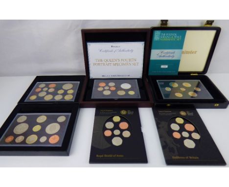 Various commemorative coin presentation sets to include Westminster 'The Queen's Fourth Portrait Specimen Set', limited editi