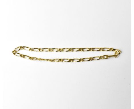 A 14ct elongated flat link chain bracelet stamped '585', approx 5.2g.