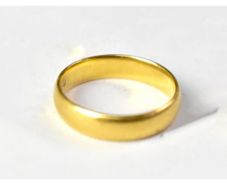 A 22ct gold band ring, size L, approx 3.8g.