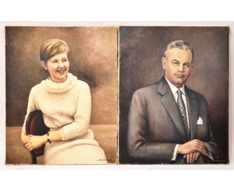 BERNARD WILLEMS (1922-2020); a pair of oils on canvas, portrait study of a gentleman and a lady, both signed and dated 1992, 