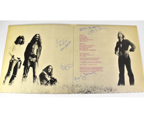 BLACK SABBATH; LP 'Paranoid', bearing signatures to interior gatefold.We have not authenticated these signatures, please sati