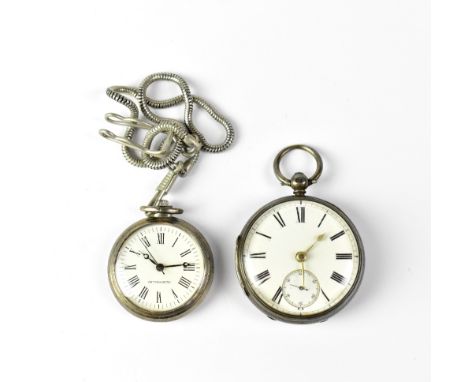 A hallmarked silver cased open face key wind pocket watch, the white enamelled dial set with Roman numerals and subsidiary se