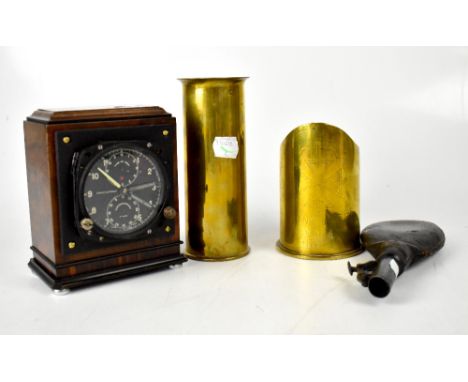 LE COULTRE &amp; CO; a military chronograph, the black dial set with Arabic numerals and two subsidiary dials, eight day chro