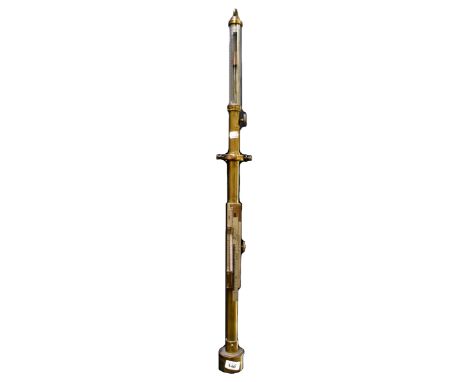 J SEWILL LIVERPOOL; a brass gimbal mounted ships barometer/thermometer, marked to the upper section, 'Barometer marine Mk2' a