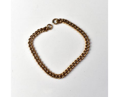 A 9ct rose gold bracelet with ring ends, lacking fixing clasp, length approx 20cm, approx 13.2g.