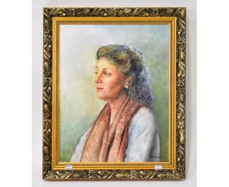 BERNARD WILLEMS (1922-2020); oil on canvas, portrait study of a woman wearing scarf, signed and indistinctly dated, 50 x 40cm
