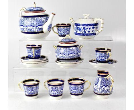 ROYAL WORCESTER; a c1883 tea service in the 'Lily' pattern, comprising six cups, six saucers, teapot, sugar bowl, milk jug an