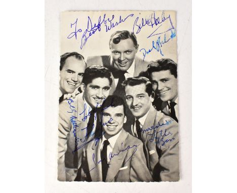 BILL HALEY; a black and white postcard of the Bill Haley Ensemble, bearing the band's signatures to the front and Bill Haley 