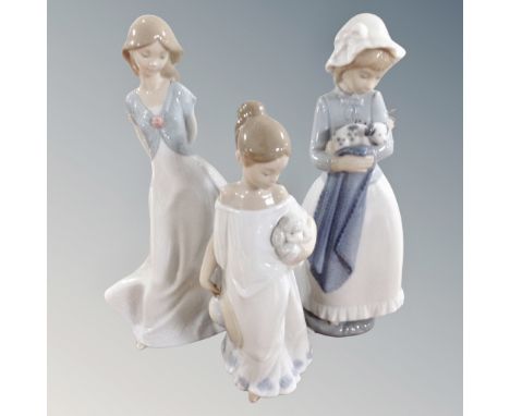 Three Nao figures - Truly in love, In The Countryside and Sweet Girl, all boxed.