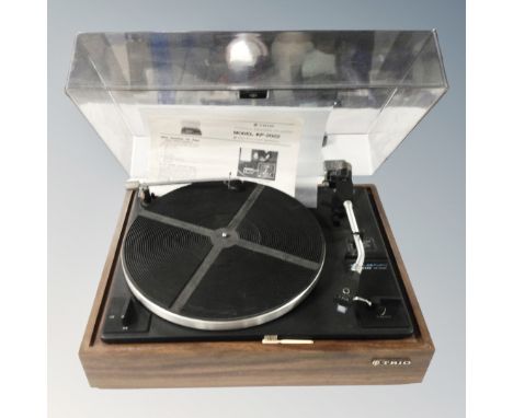 A Trio stereo record player model KP-2022 with instruction manual and Trio N54 stylus 