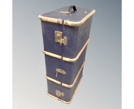 A wooden metal bound trunk together with a further vintage shipping trunk 