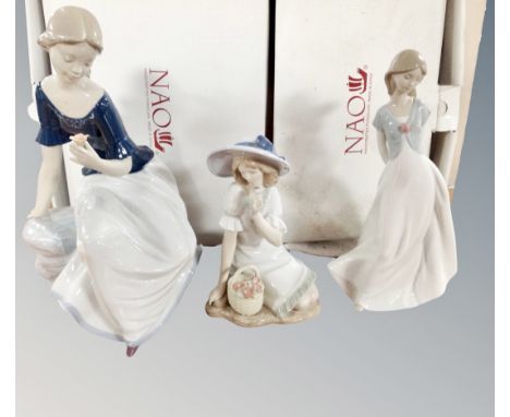 Three Nao figures - Meadow Song, Truly in Love and Spring Reflections (special edition), all boxed.