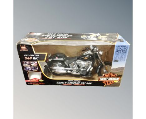 A New Bright radio controlled Harley Davidson Fatboy motorcycle, boxed.