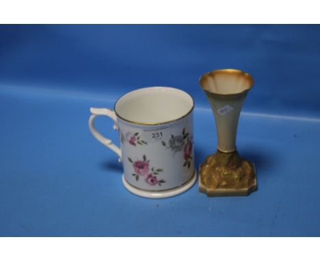 A ROYAL WORCESTER "MARISSA" MUG TOGETHER WITH A ROYAL WORCESTER VASE