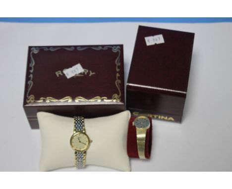 A LADIES ROTARY WRIST WATCH IN BOX ALONG WITH A CERTINA WRIST WATCH IN BOX