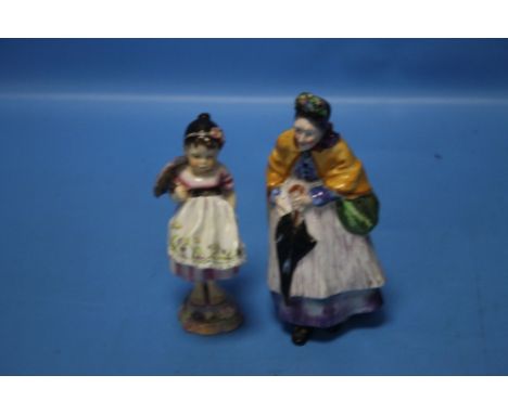 A ROYAL WORCESTER FIGURINE TOGETHER WITH ANOTHER FIGURINE