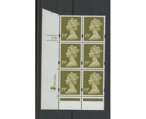 19p OFNP/PVA Cylinder 10 No Dot P46 block of 6.U/M, fine. Cat £350