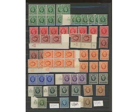 1934-36 photogravure Mint, many U/M, values to 1/- on stocksheet, some with control numbers (approx 65)