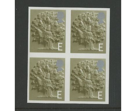 England 2003 "E" (Type II) imperforate block of 4. U/M, fine. SG EN8 var.