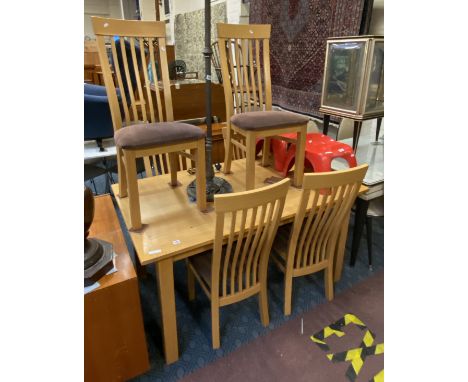 LIGHT OAK DINING TABLE &amp; SIX CHAIRS