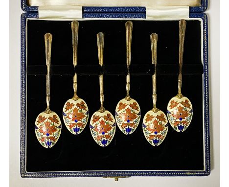 BOXED ENAMEL SILVER SPOONS
