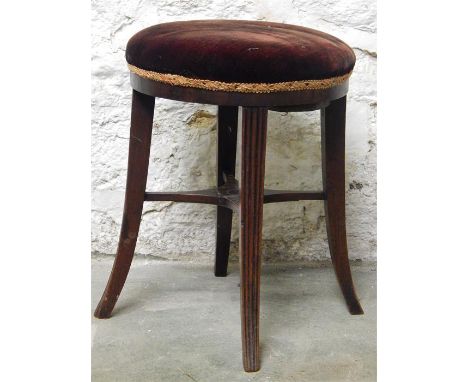 Piano Stool, Mahogany with Reeded Splay Legs, Regency, first half 19th century now with fixed top, previously would of had sc