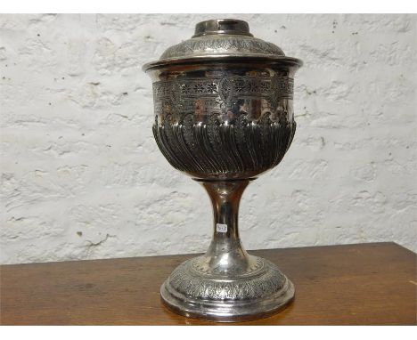 Silver plated lamp base, stamped 'Walker & Hall' no. 1707.