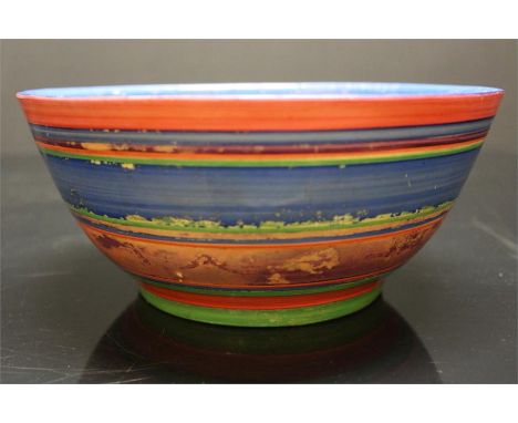 A Clarice Cliff for Wilkinson "Honey Glaze" Bowl - Fantasque, Wilkinson Ltd Pottery England,  hand painted, with scratches an