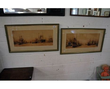 Pair of lithograph prints after Charles Dixon 1909, Port of London
